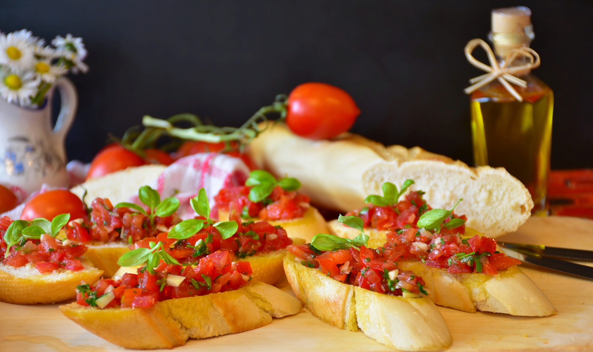 Bruschettes de la comida italiana